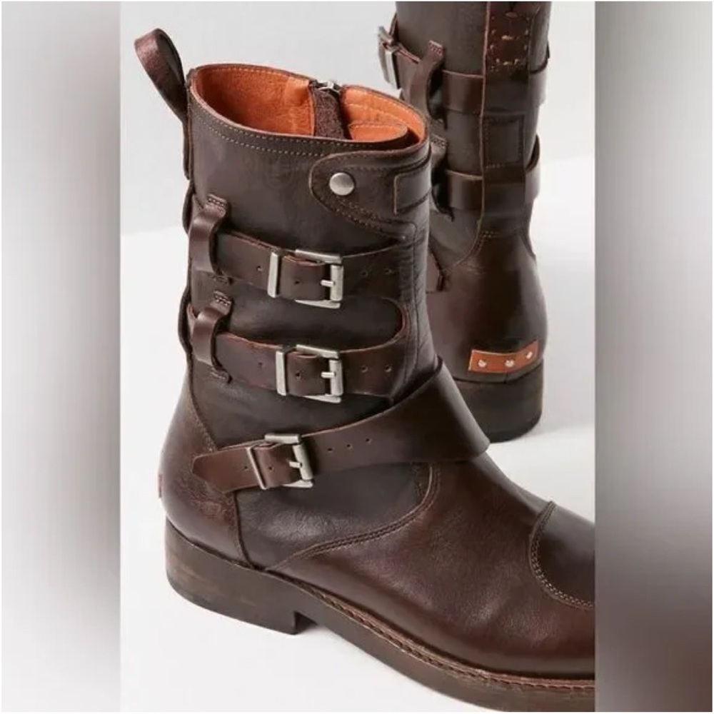 We The Free Dark Brown Buckle Combat Boots - Picture 5 of 11